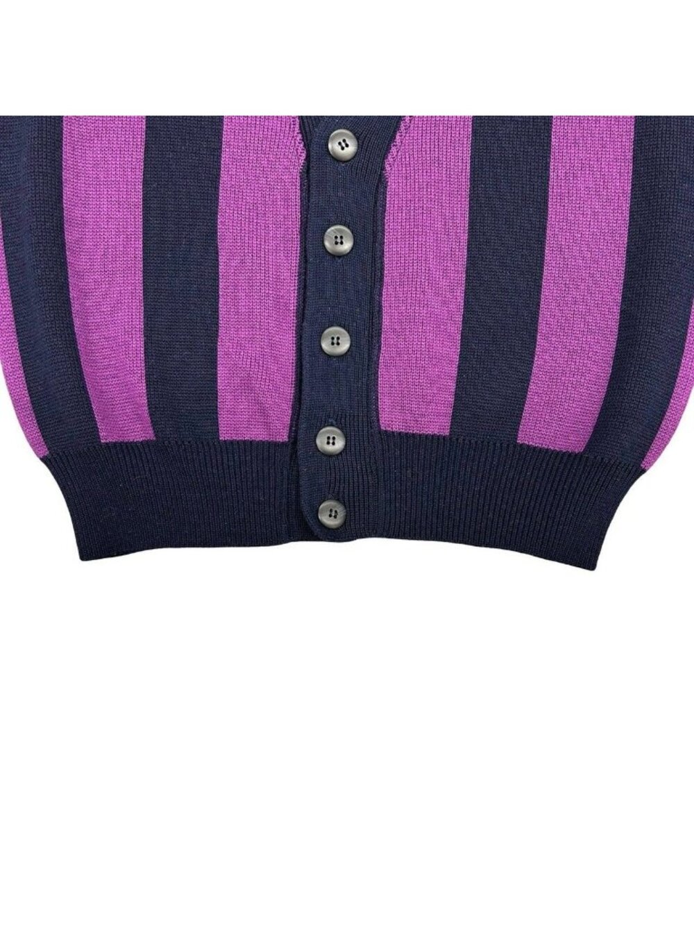Dior Vintage Wool Cardigan M Purple Navy - Picture 5 of 5